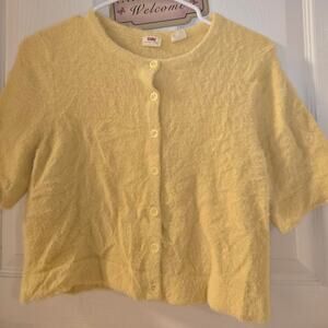 Levi’s Butter Yellow Fuzzy Cropped Cardigan